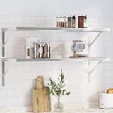 vidaXL Zidne police 2 kom 100 x 40 cm srebrne nehrđajući čelik | shoptok.hr