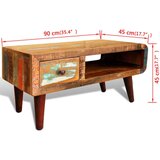  Klubska mizica z zaobljenimi robovi in 1 predalom predelan les, (20712857) | Shoptok.si