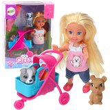 Mini Punčka s vozičkom in rjavim psom | Shoptok.si