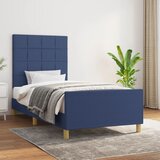 Maison Chic Posteljni okvir - Enojna postelja - Postelja za odrasle brez vzmetnice Modra 80x200 cm Tkanina-J7391, (21768917) | Shoptok.si