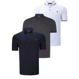 Dewberry TRIPLE SET T8586 MEN'S T-SHIRT-NAVY-WHITE-ANTHRACITE | ePonuda.com