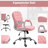  Uredska ergonomska stolica umjetna koža podesiva visina roza | shoptok.hr