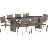  Vrtni set za objed 9 kom. Siva poliratan 240 x 90 x 75 cm | shoptok.hr