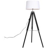QAZQA Stoječa svetilka Tripod črna s senčilom 45cm laneno bela | Shoptok.si