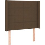 VidaXL LED posteljno vzglavje temno rjavo 83x16x118/128 cm blago Slike