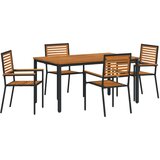 vidaXL 5-dijelni vrtni set za objedovanje Crna poli ratan akacija, Sklopive vrtne stolice s jastučićima 2 kom Black Poly Rattan, Vrtni stol 150x90x75 cm Od čvrstog drva akacije i metala Cijene