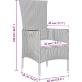  Blagovaonski stol i stolice u vrtu 7 pcs Bež Crna 160 x 80 x 73 cm | shoptok.hr