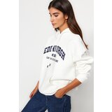 Trendyol Ecru Fleece Inner City Printed Oversize/Wide Fit Hooded Knitted Sweatshirt | ePonuda.com