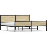 vidaXL Kovinski posteljni okvir brez vzmetnice sonoma hrast 200x200 cm Cene