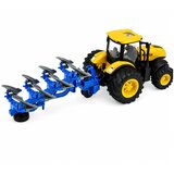  Agricultural Tractor with Multi-furrow Plow Lights Sounds Yellow 1:24 | Shoptok.si