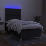  Box spring postelja z vzmetnico LED črna 90x200 cm blago, (20896768) | Shoptok.si