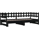 Dnevni ležaj na izvlačenje crni 2x (80x200) cm masivna borovina | shoptok.hr