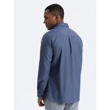 Ombre Men's cotton shirt with pocket REGULAR FIT - blue | Shoptok.si