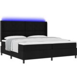  Postelja s vzmetnico in LED osvetlitvijo črna 200x200 cm tkanina, (22049698) | Shoptok.si