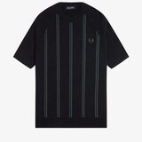 Fred Perry Majice & Polo majice STRIPE KNITTED T-SHIRT Črna | Shoptok.si