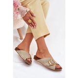 Maciejka Leather Slippers With Gold Buckle | Shoptok.si