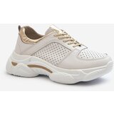 EVENTO Women's Leather Sneakers with Chunky White-Gold Sole Dzumati | shoptok.hr