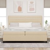 Postelja z box springom z vzmetnico in LED Bež 200x200 cm Tkanina, (22080978) | Shoptok.si