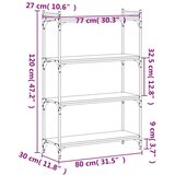 vidaXL Knjižna omara 4-nadstropna siva sonoma 80x30x120 cm inž. les | Shoptok.si