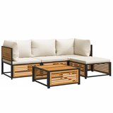  5-dijelna set vrtnih sofa od masivnog drva bagrema s jastucima Smeđa | Shoptok.si