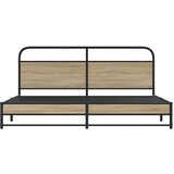 Metalni Kovinski posteljni okvir brez vzmetnice dimljen hrast 200x200cm, (21611167) | Shoptok.si