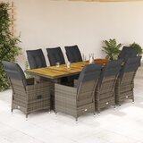 vidaXL 9-dijelni vrtni bistro set od poliratana s jastucima sivi | shoptok.hr