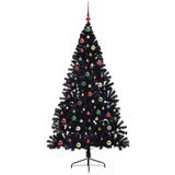 vidaXL Umjetna preddekorirana božićna jelka Črna 180 cm PVC | Shoptok.si