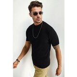 Dewberry 33307 Mens Crew Neck Short Sleeve Thin Knit Sweater-BLACK | shoptok.hr