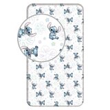 Jerry Fabrics Bela napenjalna enojna bombažna otroška rjuha 90x200 cm Lilo and Stitch "Ohana White" – Cene