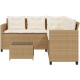 vidaXL Vrtna sofa L-oblika sa stolom i jastucima bež od poliratana | shoptok.hr