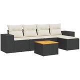  6-dijelni set vrtnih sofa s jastucima crni od poliratana | shoptok.hr