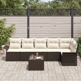  Sjedeća garnitura za vrt 7 kom. Smeđa poliratan 297,5 x 132,5 x 69 cm | Shoptok.si