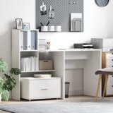 vidaXL Stol s ladicama s policom s pohranom Bijelo 131.5 x 50 x 106.5 cm Konstruirano drvo | shoptok.hr