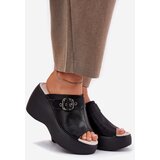 S. BARSKI Leather Women's Sandals On Platform And Wedge With Buckle Black S.Barski | Shoptok.si