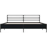  Okvir za krevet crni 200 x 200 cm konstruirano drvo i metal | shoptok.hr