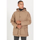 AC&Co / Altınyıldız Classics Men's Mink Hooded Stand Collar Standard Fit Warm Windproof Coat cene