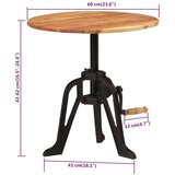 vidaXL bočni stolić 60 x (42-62) cm od masivnog drva bagrema i željeza | shoptok.hr