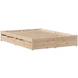 vidaXL Posteljni okvir s predali 120x200 cm trdna borovina, (21292315) | Shoptok.si