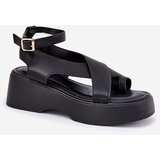 Boto Ladies Platform And Wedge Sandals Eco Leather Black Tenzorus | shoptok.hr