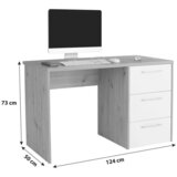 Modern Living Pisalna Miza Box, Bela, Barva Hrasta | Shoptok.si