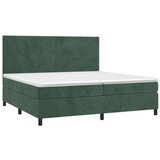  Krevet box spring s madracem LED tamnozeleni 200x200 cm baršun | shoptok.hr