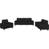  3-dijelni set sofa crni od tkanine | shoptok.hr