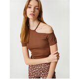 Koton Crop T-Shirt One Shoulder Short Sleeve Ribbed | Shoptok.si