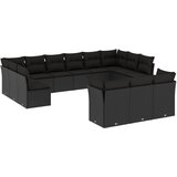  13-dijelni set vrtnih sofa s jastucima poliratan crni | shoptok.hr