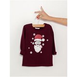 Camaieu Burgundy Girls' T-Shirt with Christmas Motif - Girls | shoptok.hr