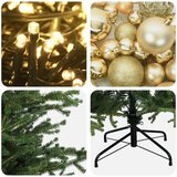  Umjetno božićno drvce s kuglicom 150 cm 150 LED lampica - 150 cm s LED žaruljama i zlatnim kuglicama | shoptok.hr