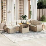 Maison Chic Seti vrtnega pohištva - Vrtna garnitura 9-delna z blazinami bež poli ratan, (21796086) | Shoptok.si