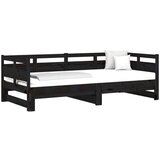  Izvlečna dnevna postelja črna trdna borovina 2x(90x190) cm, (20643985) | Shoptok.si