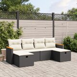 Maison Chic Seti vrtnega pohištva - Vrtna garnitura - Vrtni pohištvo set 6-delna z blazinami črna poli ratan, (21805951) | Shoptok.si