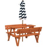 Stol za piknik za 4 djece sa suncobranom od masivne jelovine | shoptok.hr